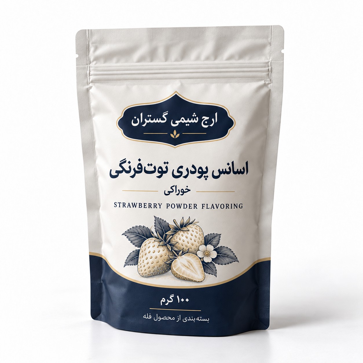 اسانس پودری توت‌فرنگی خوراکی ۱۰۰ گرمی